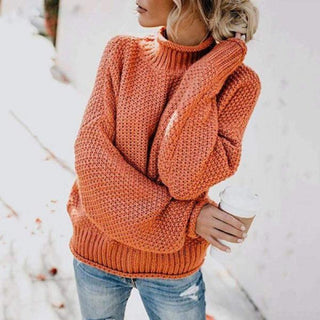 Loose Turtleneck Knit Pullover Sweater | Elvora