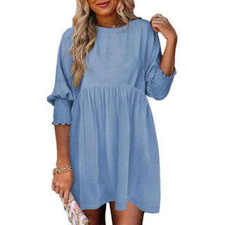 Casual crew-neck loose-fit mini dress for women | Mirasol