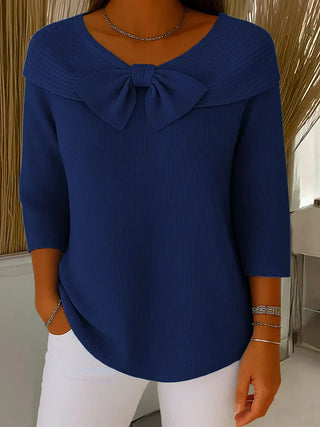 Classic bow-detail everyday knit jumper for women | Elodie