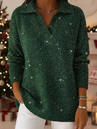 Classic polo-neck everyday knit sweater for women | Léonie