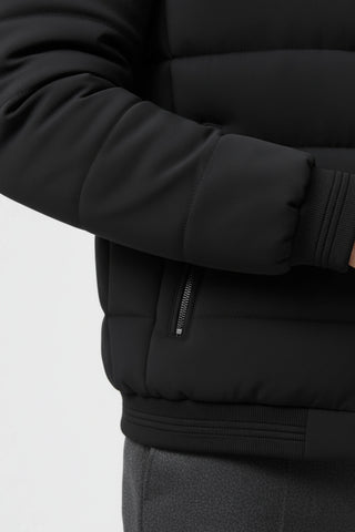 Stand-collar puffer jacket with zippered pockets for men | Caurelle