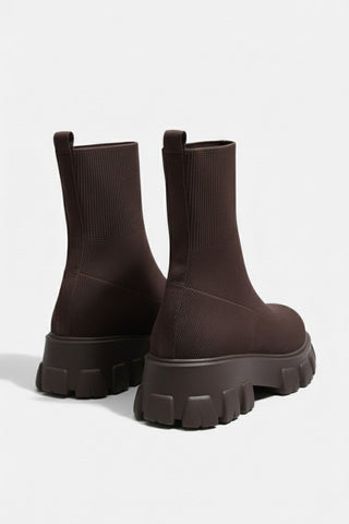 Thick-soled ankle boots with round-toe silhouette for women | Caurelle