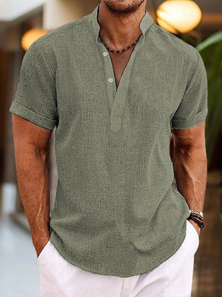 Silas Linen Shirt – Breathable Summer Henley with Short Sleeves