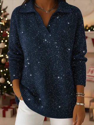 Classic polo-neck everyday knit sweater for women | Léonie
