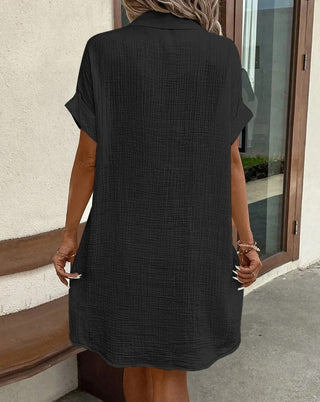 Portofino Linen Button-Down Shirt Dress with Pockets | Portofino