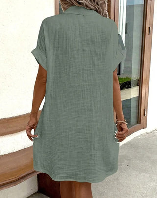 Portofino Linen Button-Down Shirt Dress with Pockets | Portofino