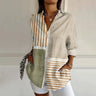 Striped Blouse with Colour Block