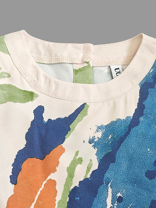 Floral Contrast Button T-Shirt – Relaxed Modern Silhouette | Virella