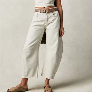 Everly Barrel-Leg Ankle Denim Pants