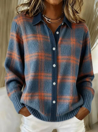 Classic plaid knit everyday cardigan for women | Denise