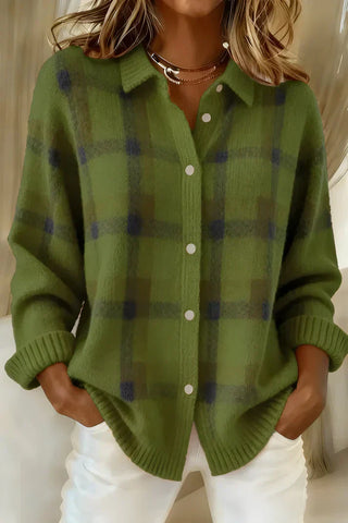 Classic plaid knit everyday cardigan for women | Denise