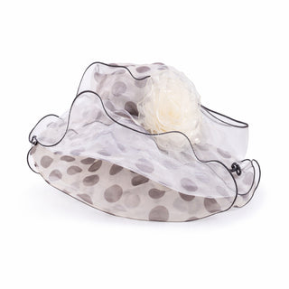 Multicolor Polka Dot Wide Brim Organza Hat | Rosavelle