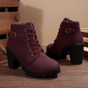 Chic lace-up chunky ankle boots for women | Katni