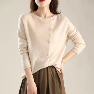 Asymmetric button knit sweater for women | Liora