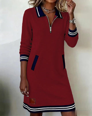 Long Sleeve Zip Dress – Refined Straight Silhouette