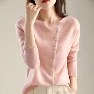 Asymmetric button knit sweater for women | Liora