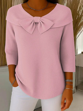 Classic bow-detail everyday knit jumper for women | Elodie