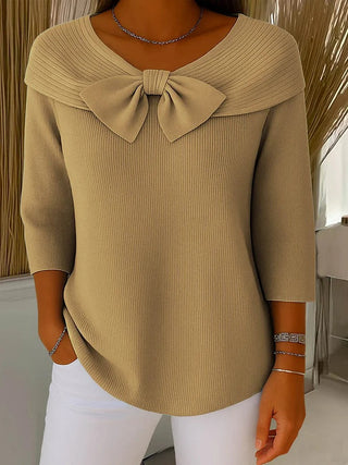Classic bow-detail everyday knit jumper for women | Elodie