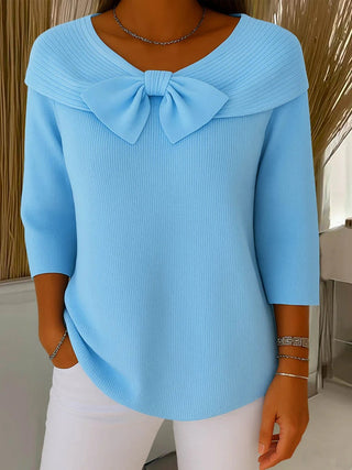 Classic bow-detail everyday knit jumper for women | Elodie