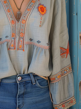 Sienna Women’s Bohemian Blouse – Authentic Embroidery & Airy Summer Fit