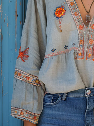 Sienna Women’s Bohemian Blouse – Authentic Embroidery & Airy Summer Fit