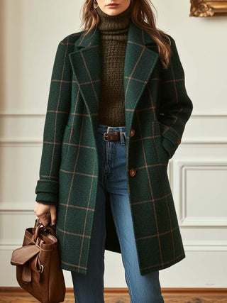 Retro Lapel Plaid Tweed Coat | Margot