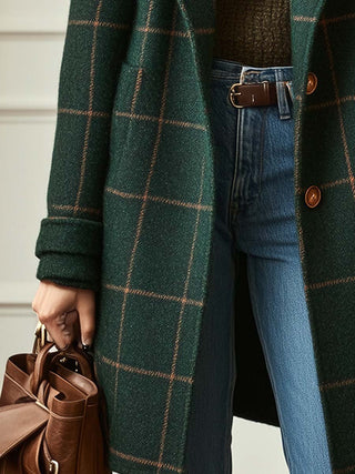 Retro Lapel Plaid Tweed Coat | Margot