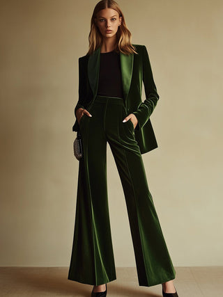 High-End Retro Velvet Two-Piece Suit | Emerald