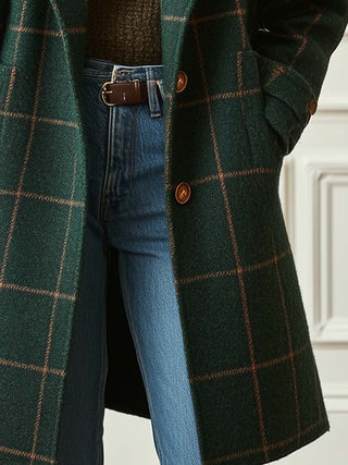 Retro Lapel Plaid Tweed Coat | Margot