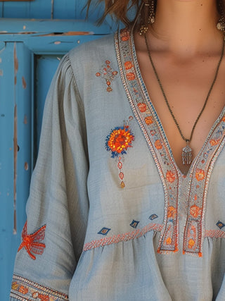 Sienna Women’s Bohemian Blouse – Authentic Embroidery & Airy Summer Fit