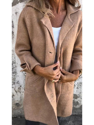 Classic lapel collar button-front coat for women | Tessa