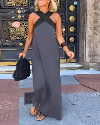 Elegant crossover-cut everyday dress for women | Miranda