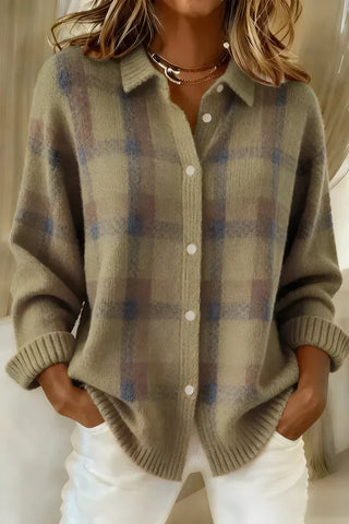 Classic plaid knit everyday cardigan for women | Denise