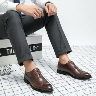Classic leather brogue oxford dress shoes for men