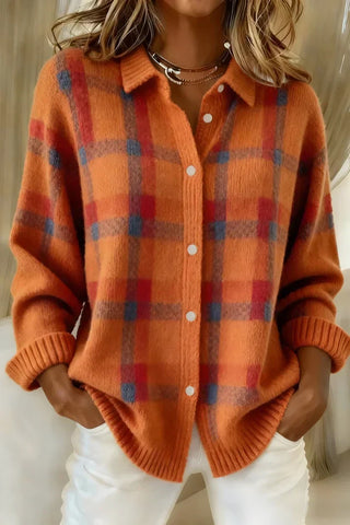 Classic plaid knit everyday cardigan for women | Denise