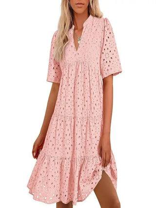 Chic hollow-out lace ruffle mini dress for women | Cosima