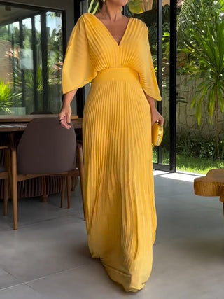Floating ribbed elegant maxi dress for women | Ria