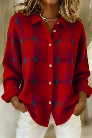 Classic plaid knit everyday cardigan for women | Denise