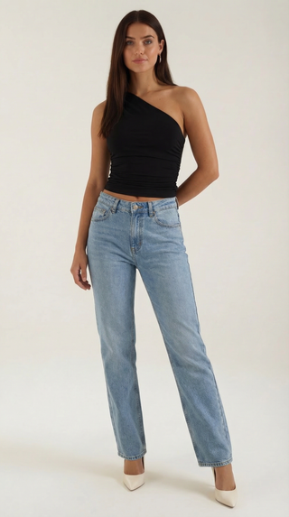 One-Shoulder Ruched Top – Refined Asymmetric Silhouette | Briony