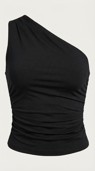 One-Shoulder Ruched Top – Refined Asymmetric Silhouette | Briony