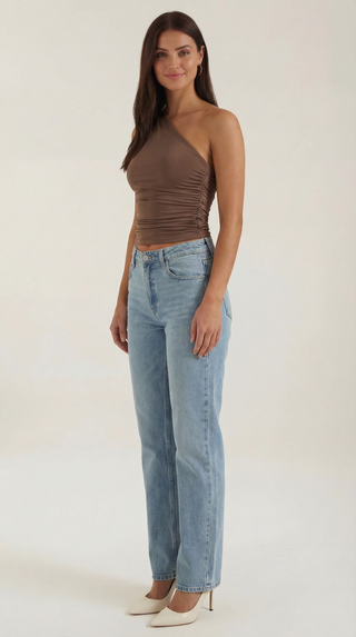 One-Shoulder Ruched Top – Refined Asymmetric Silhouette | Briony