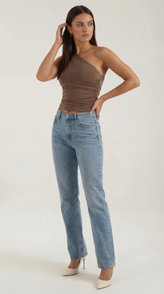 One-Shoulder Ruched Top – Refined Asymmetric Silhouette | Briony