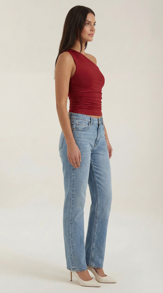 One-Shoulder Ruched Top – Refined Asymmetric Silhouette | Briony