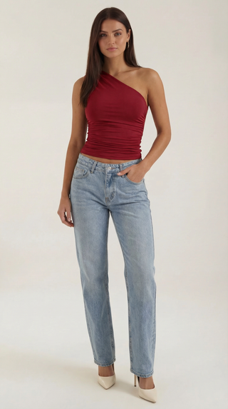 One-Shoulder Ruched Top – Refined Asymmetric Silhouette | Briony