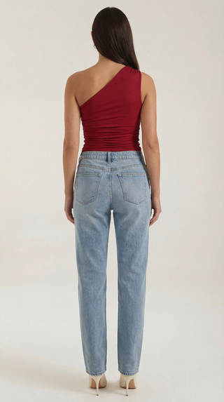 One-Shoulder Ruched Top – Refined Asymmetric Silhouette | Briony