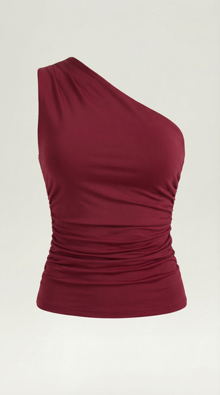 One-Shoulder Ruched Top – Refined Asymmetric Silhouette | Briony