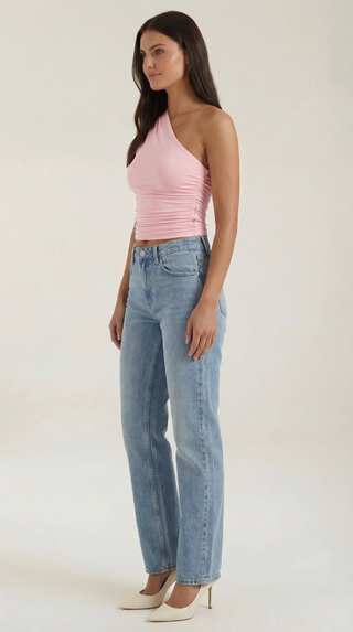 One-Shoulder Ruched Top – Refined Asymmetric Silhouette | Briony