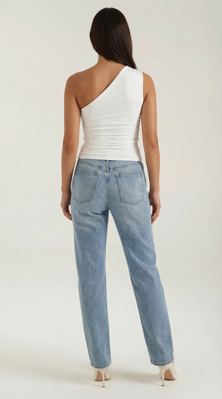 One-Shoulder Ruched Top – Refined Asymmetric Silhouette | Briony