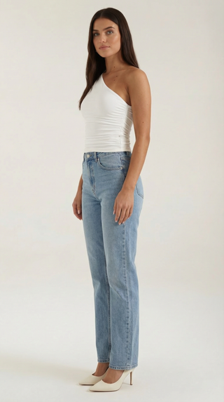 One-Shoulder Ruched Top – Refined Asymmetric Silhouette | Briony