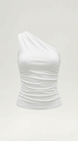 One-Shoulder Ruched Top – Refined Asymmetric Silhouette | Briony
